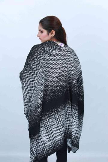 Black check-Cape Shawl
